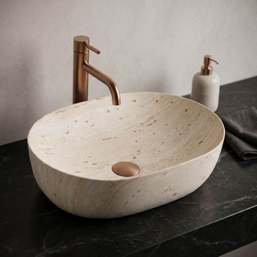 Umývadlo na dosku Amelia Travertine Classic 48  3