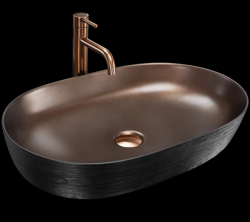 Keramické umývadlo na dosku CLEO 61 Copper Bush / Black  7