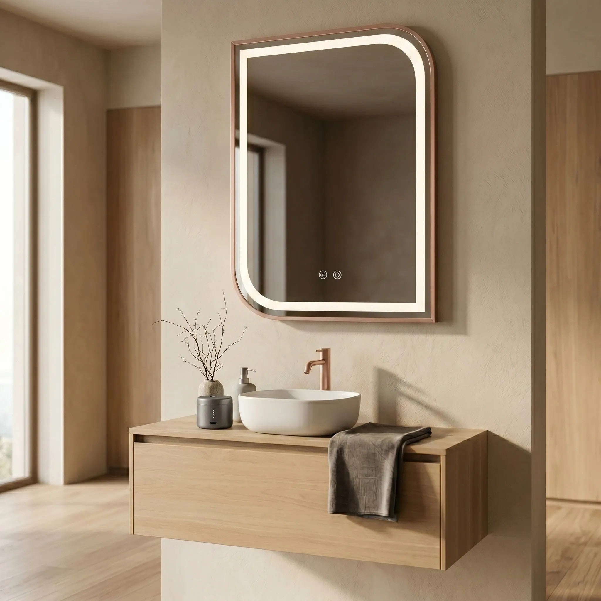 Zrkadlo LED ZONE 80x60 BRUSH  ROSE GOLD  7