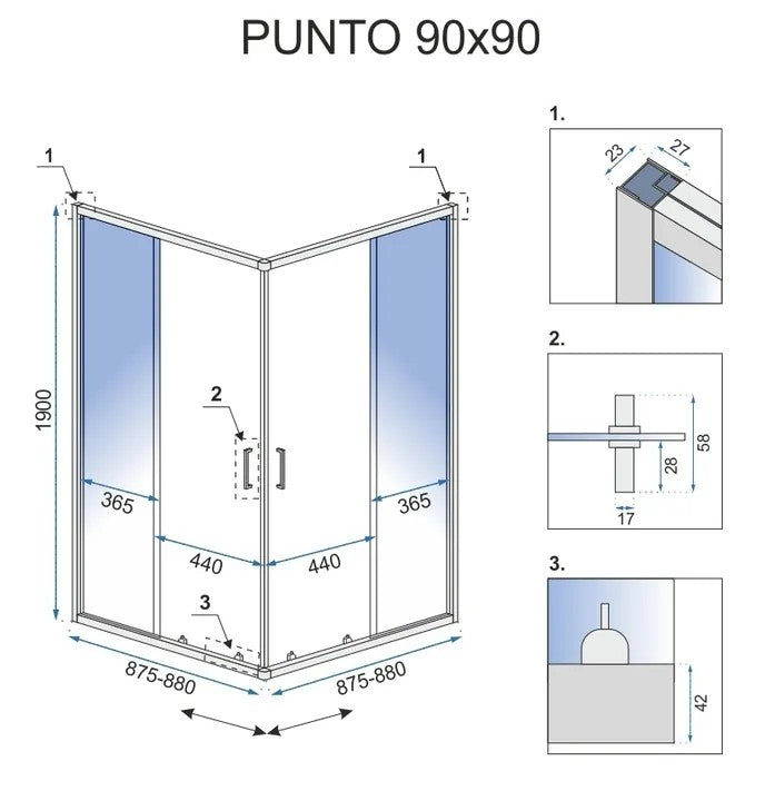 Sprchovací kút REA PUNTO 90x90 - čierna S detským bazénom Savoy 7