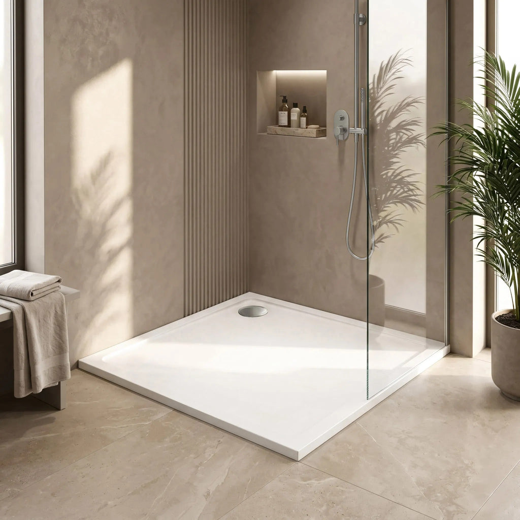 Sprchová akrylová vanička Rea Savoy - biela  90x90 Krytka kartáčovaná meď 7