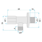 Rohový ventil 02  1/2" x 3/8" Chrome  7
