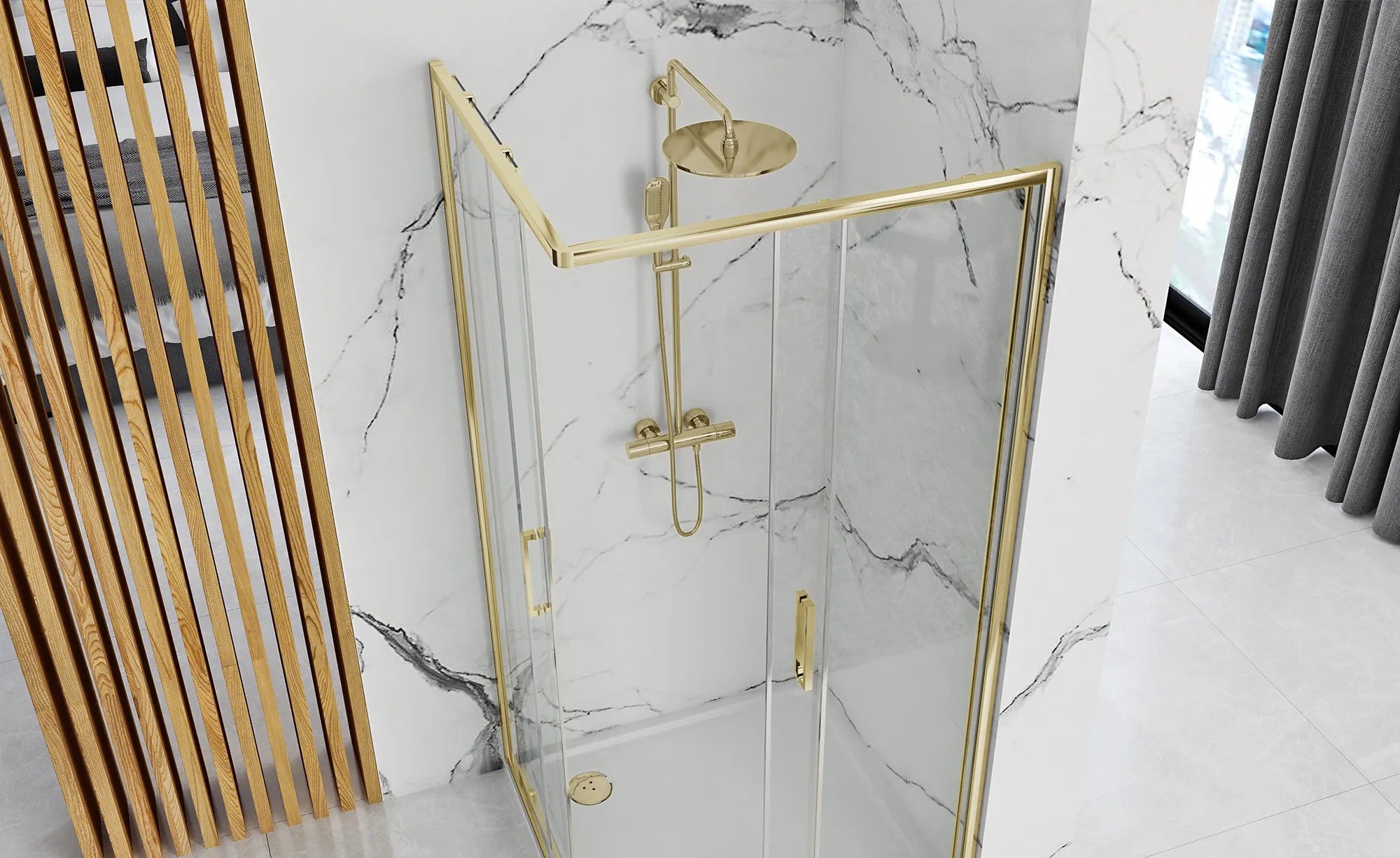 Sprchovací kút REA PUNTO 80x80 Gold Bez sprchovej vaničky 7