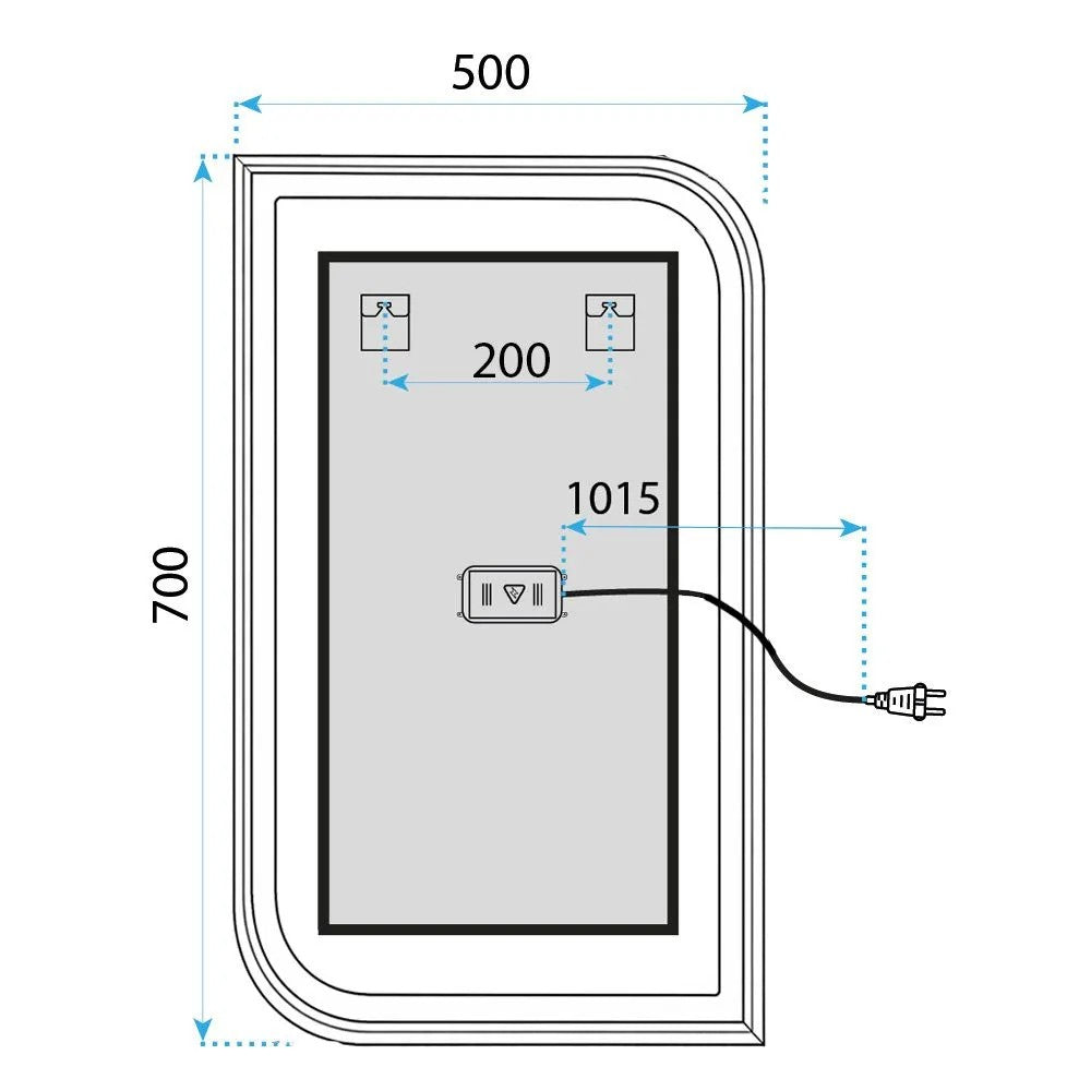 Zrkadlo LED ZONE 70X50 BLACK  7