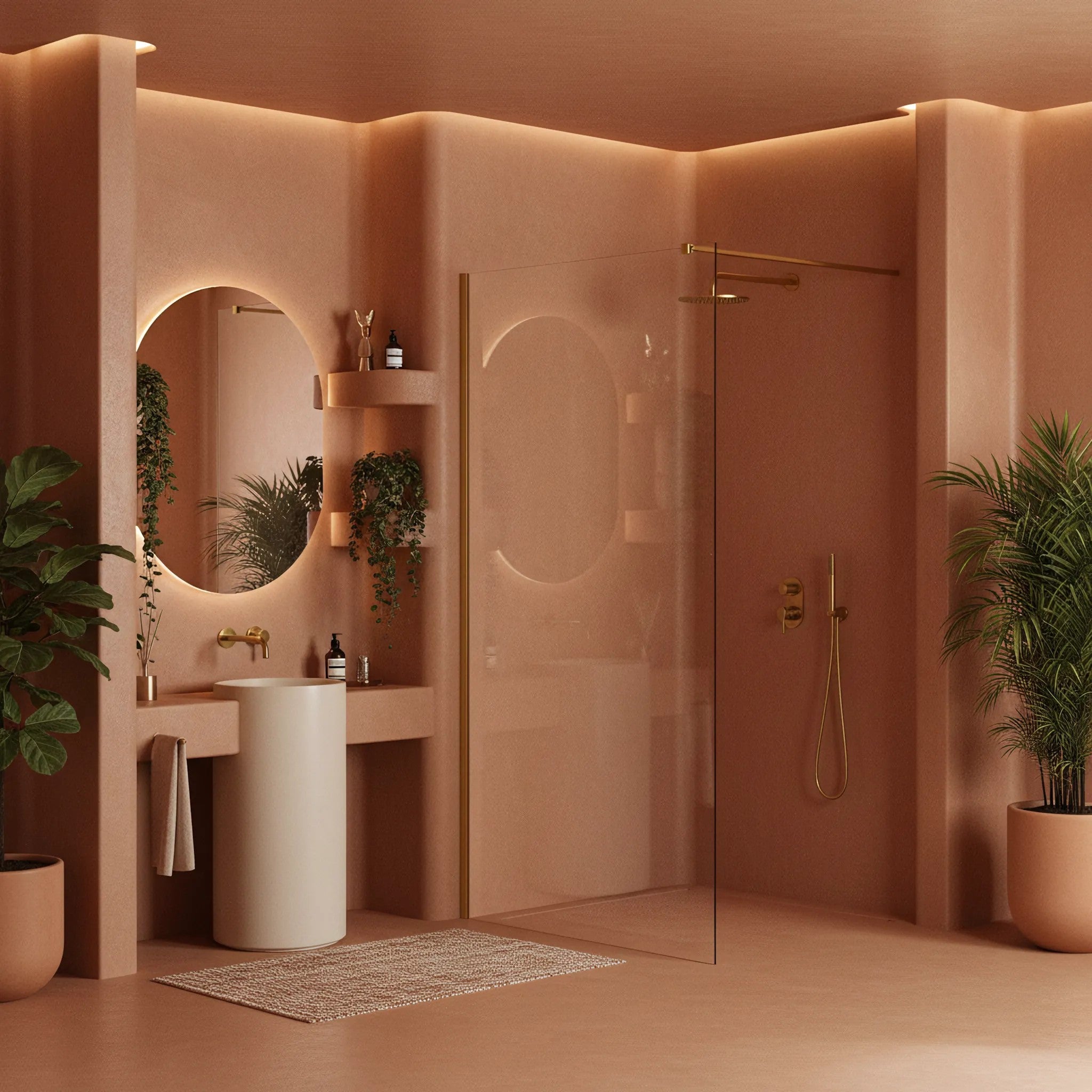 Sprchová zástena Rea Flexi Transparent / Brush Gold 110  7