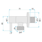 Rohový ventil 1/2" x 3/4" Black  7