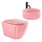 Súprava: Závesná WC misa + Umývadlo na dosku Rea Light Pink Matt  7