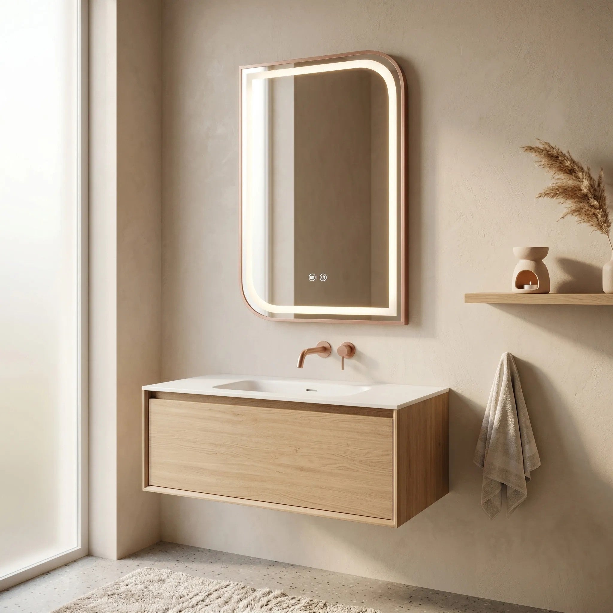 Zrkadlo LED ZONE 70x50  BRUSH  ROSE GOLD  7