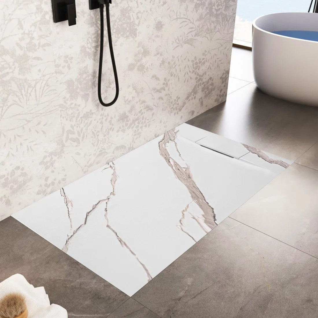 Sprchová vanička Bazalt CARRARA WHITE 80x100  7