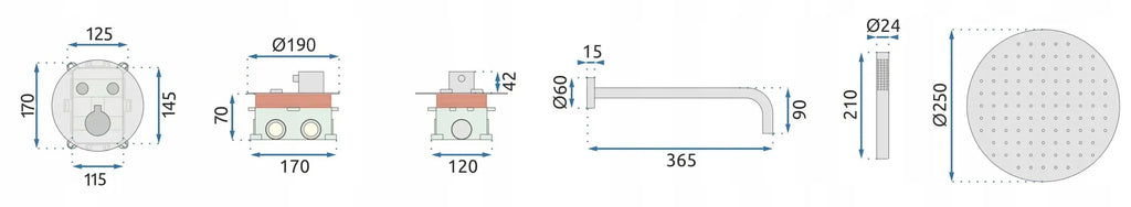 Podomietková sprchová sada REA Lungo- matná čierna + BOX, TERMOSTAT  7