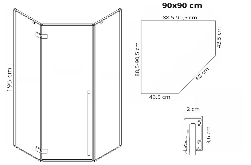 Sprchovací kút REA DIAMOND 90x90 - matná čierna S detským bazénom Diamond black 7