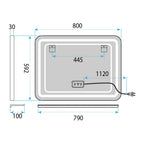 LED zrkadlo na stenu s policou 80x60 cm L-8060  7