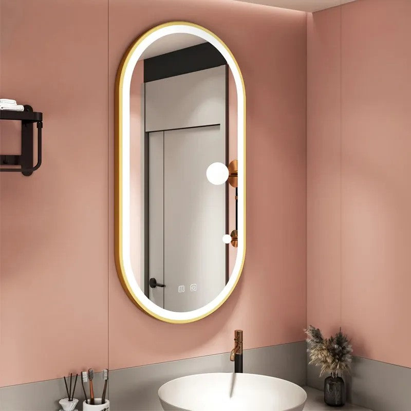 Zrkadlo LED OVL 50x100cm Brush Gold  7