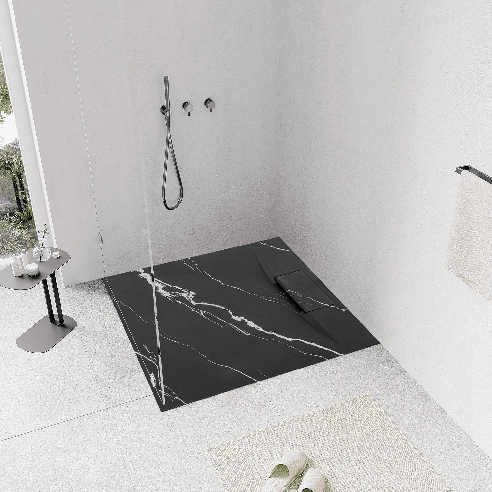 Sprchová vanička Bazalt CARRARA BLACK 90x90  7