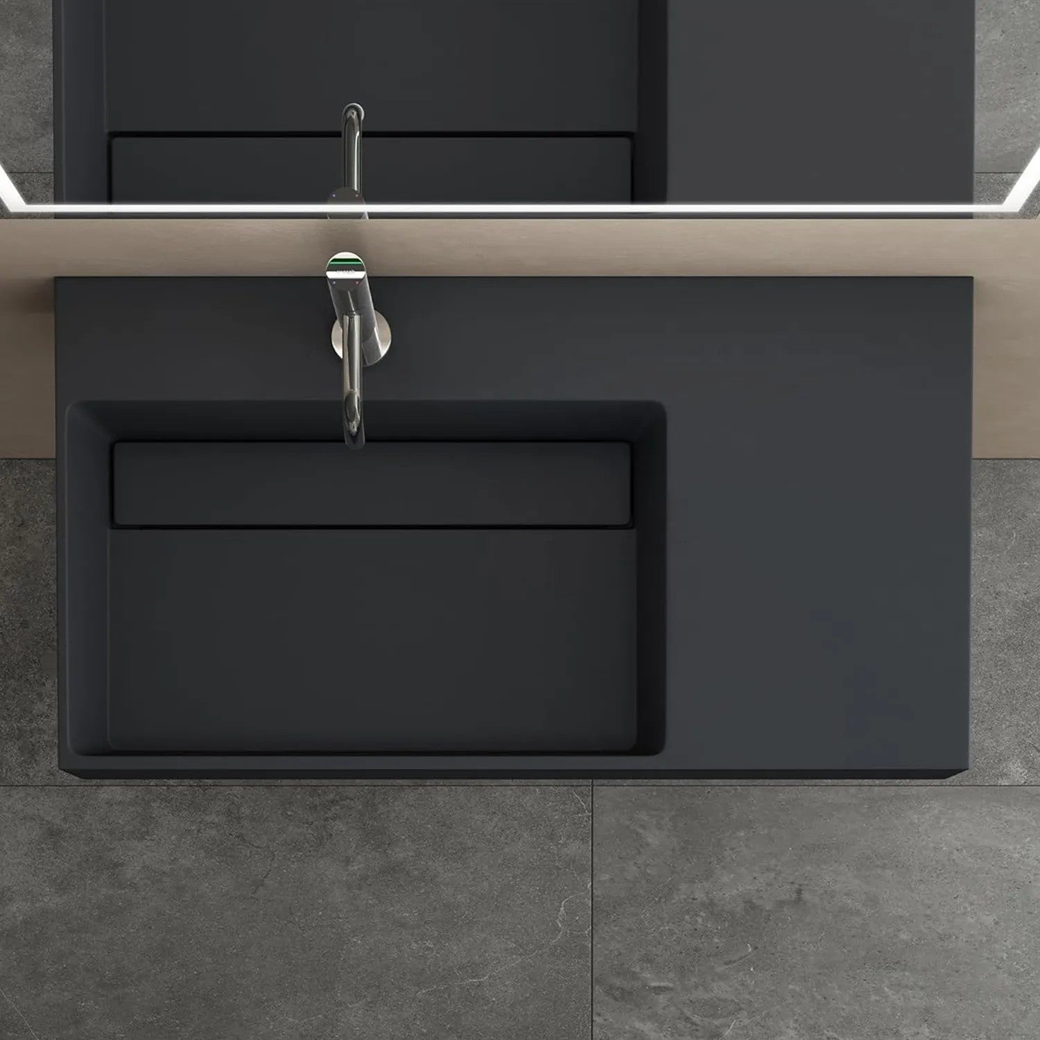 Umývadlo REA Archi 90 CM Grey MATT na dosku - konglomerát  7