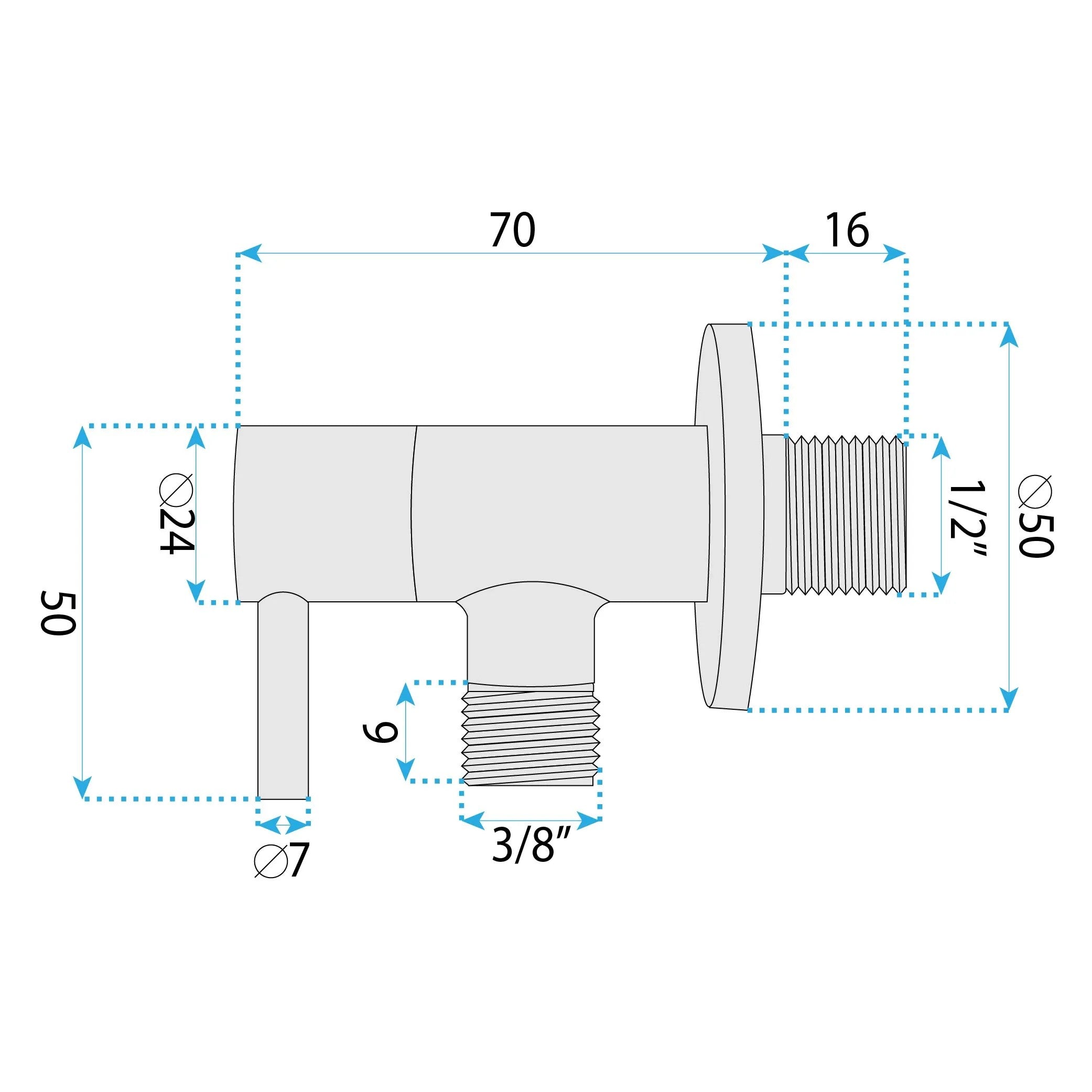 Rohový ventil 1/2" x 3/8" Chrome  7