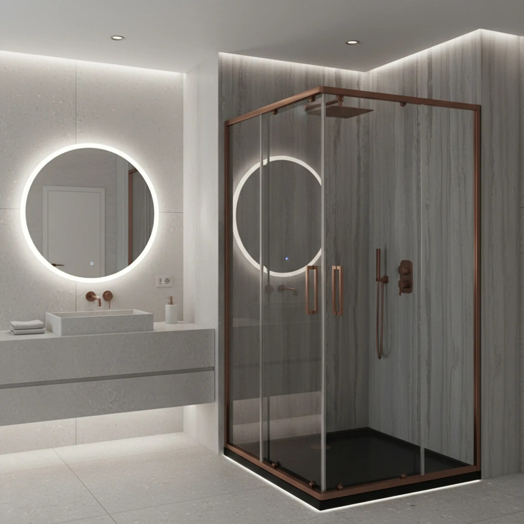 Sprchovací kút REA City 80x100 Brush Copper Bez sprchovej vaničky 7