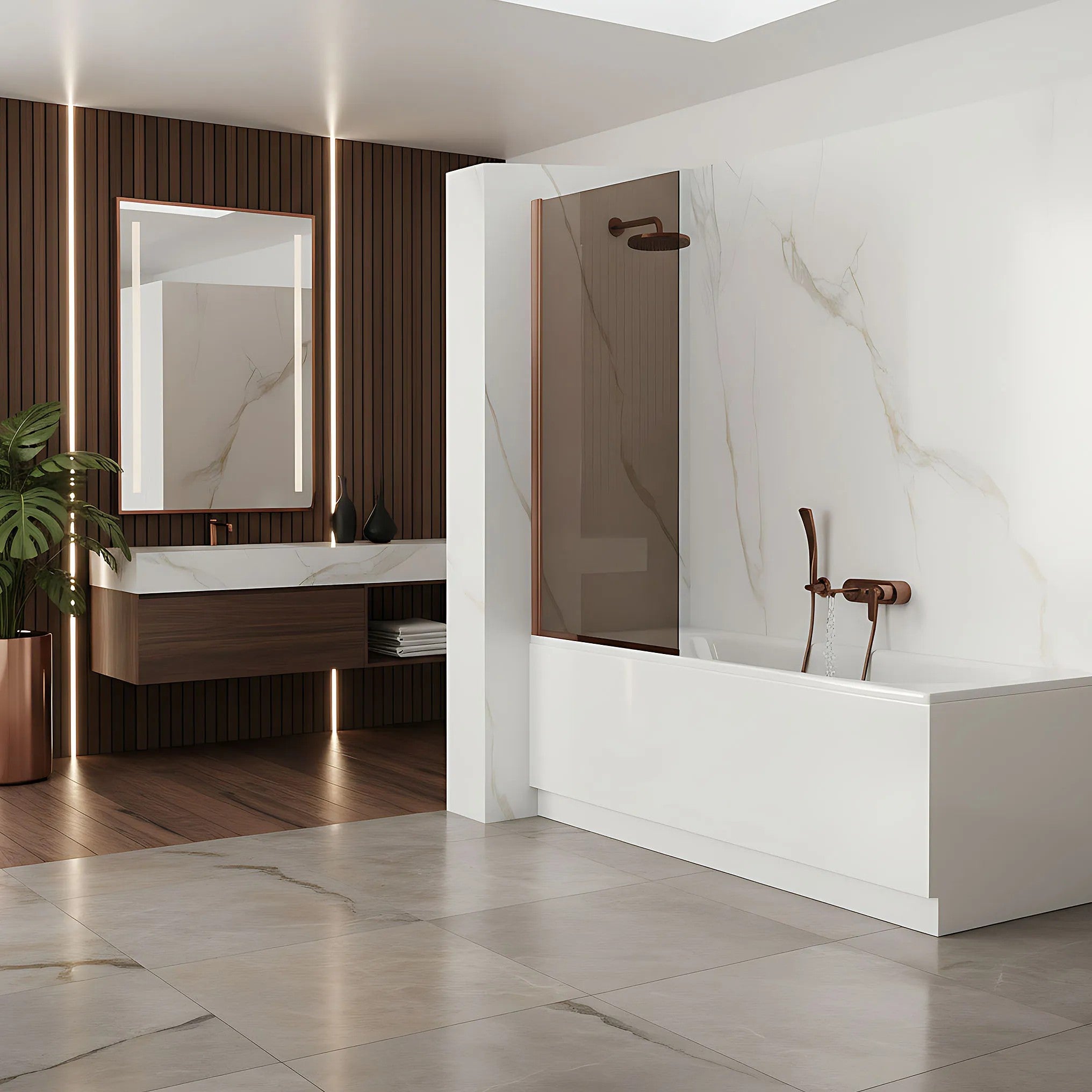 Paravan vaňový Rea Elegant Brush Copper 80  7