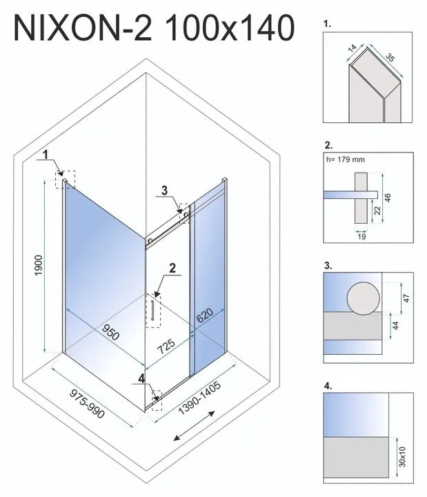 Sprchovací kút REA NIXON 140x100 ľavy 7