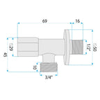 Rohový ventil 02 1/2" x 3/4" Black  7