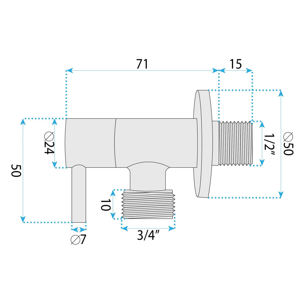 Rohový ventil 1/2" x 3/4" Chrome  7