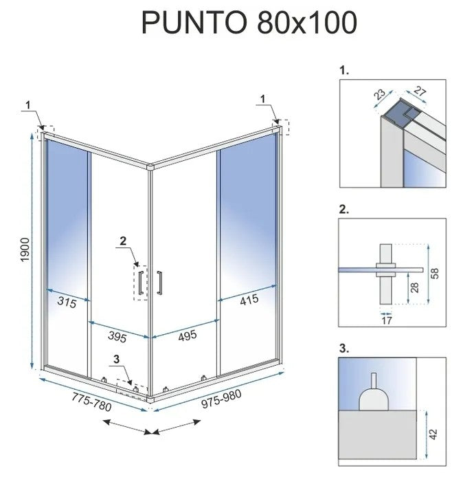 Sprchovací kút REA PUNTO - čierny 80x100 S detským bazénom Savoy black 7