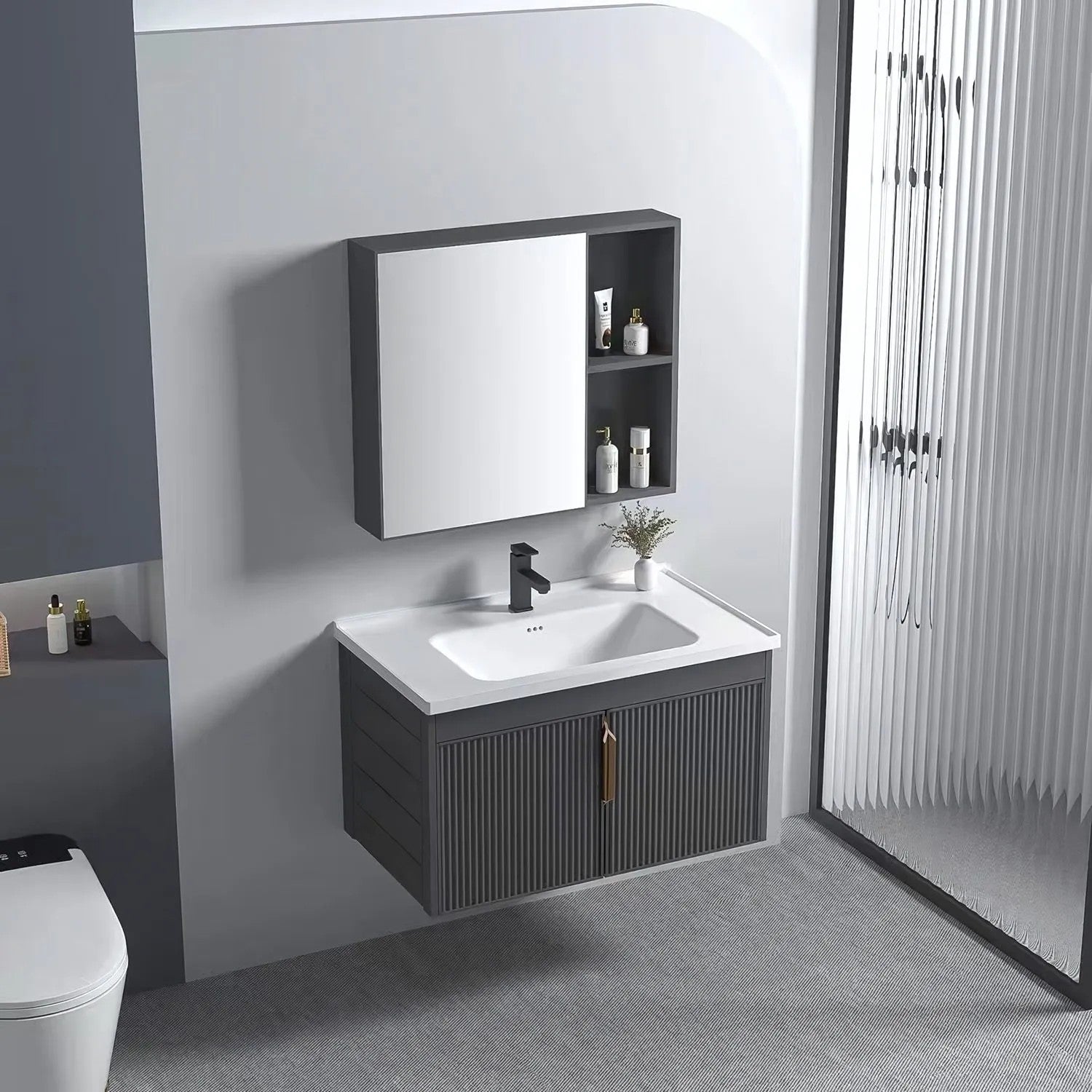 Súprava kúpeľňového nábytku s umývadlom Astor  60cm Grey  7