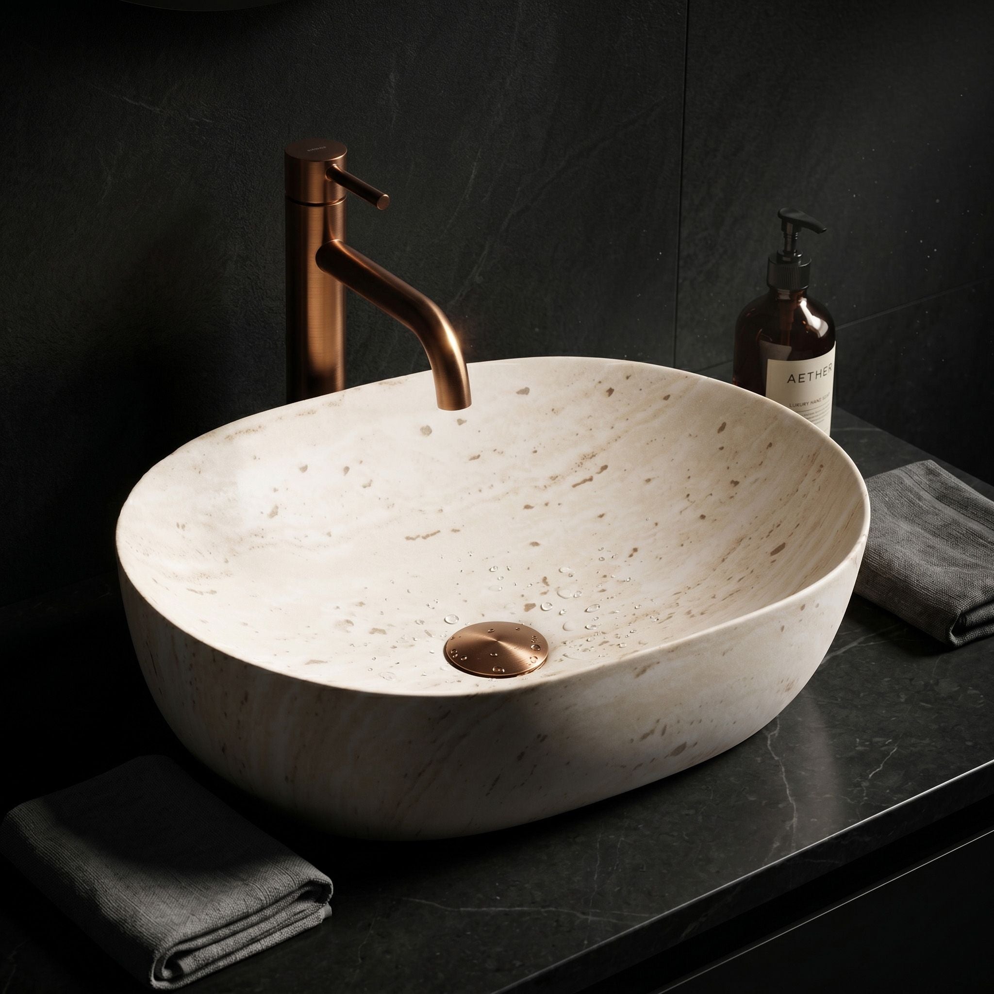 Umývadlo na dosku Amelia Travertine Classic 48  4
