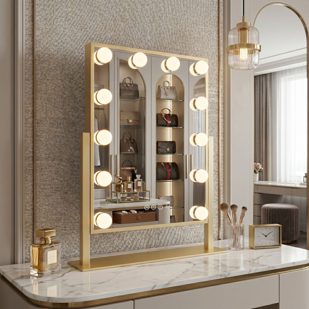 Zrkadlo LED HOLLYWOOD L.Gold 30x40  3