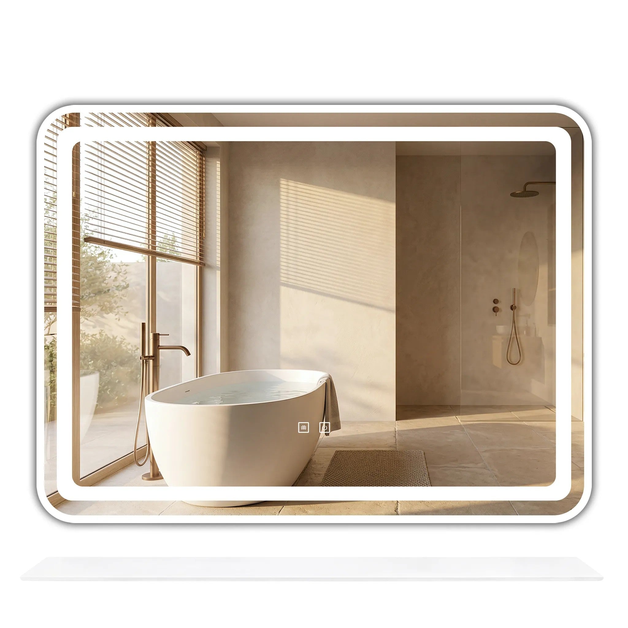 LED zrkadlo na stenu s policou 80x60 cm L-8060  8