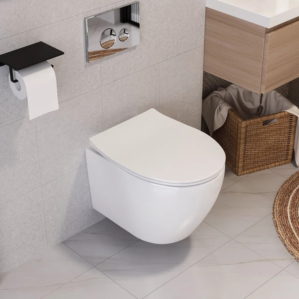 Sada závesnej WC misy REA CARLO Flat Mini Rimless + závesného Bidetu REA CARLO Mini  8