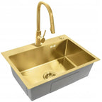 Oceľové umývadlo Liam BRUSH GOLD s kuchynskou batériou 8
