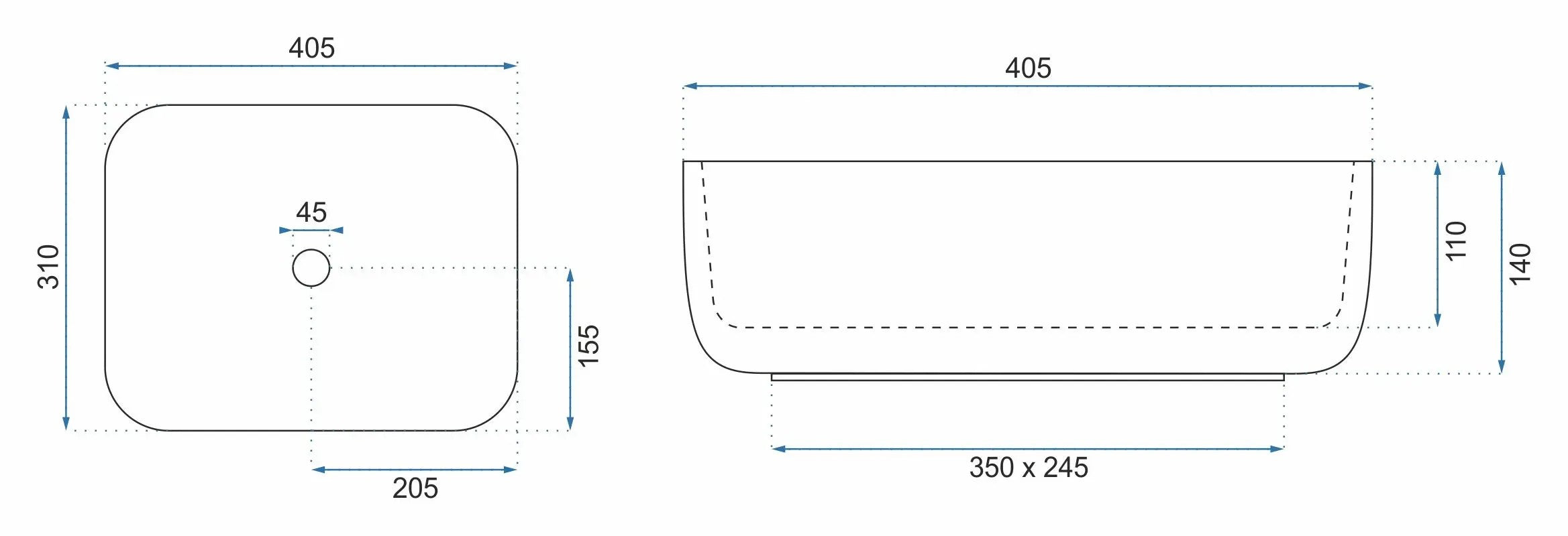 Umývadlo na dosku Rea Demi Mini Aiax Shiny  8