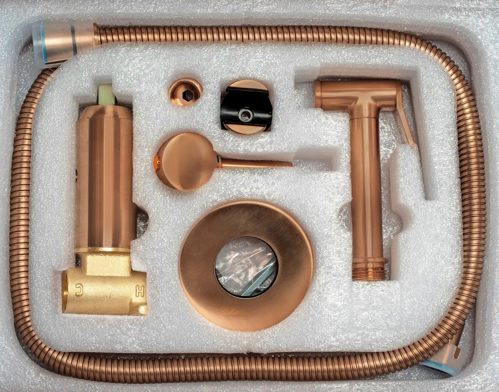 Podomietková bidetová batéria LUNGO LOOP Copper Brush  8