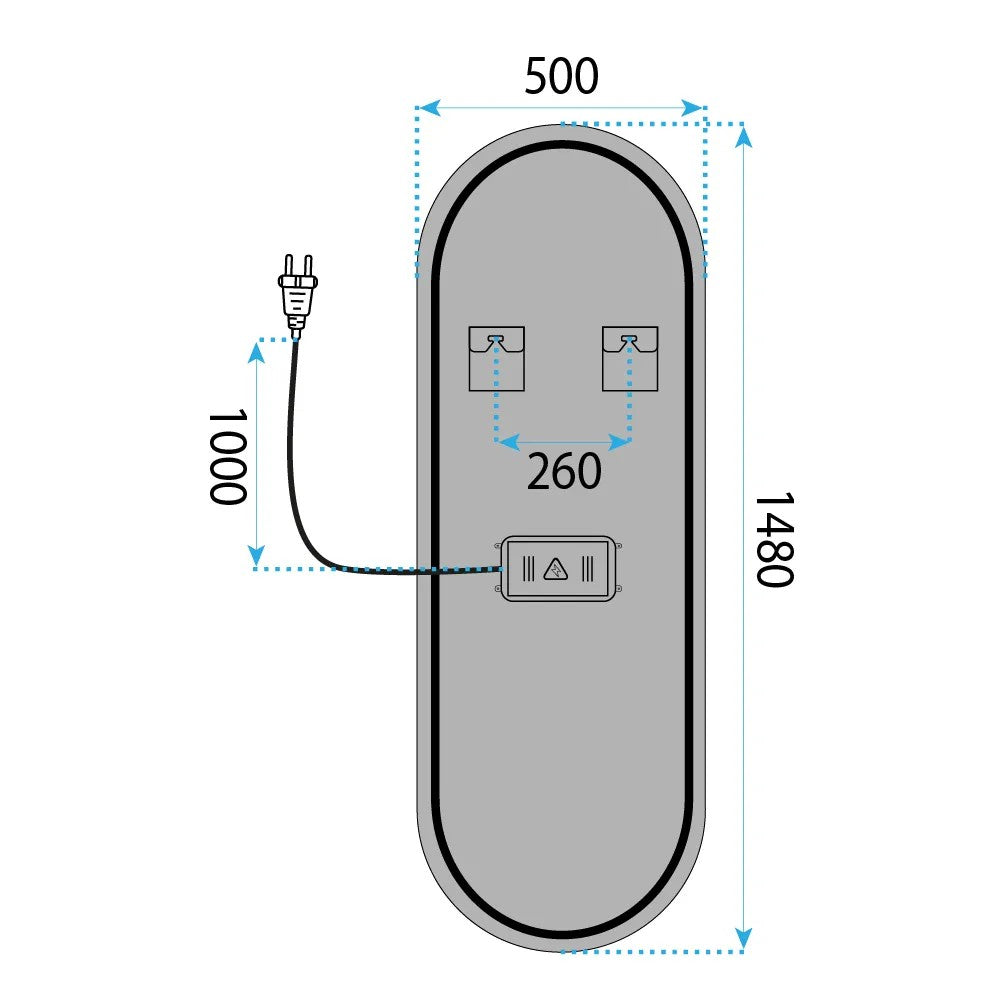 Zrkadlo LED 150x50cm MOL-OV  8