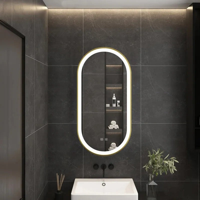 Zrkadlo LED OVL 50x100cm Brush Gold  8