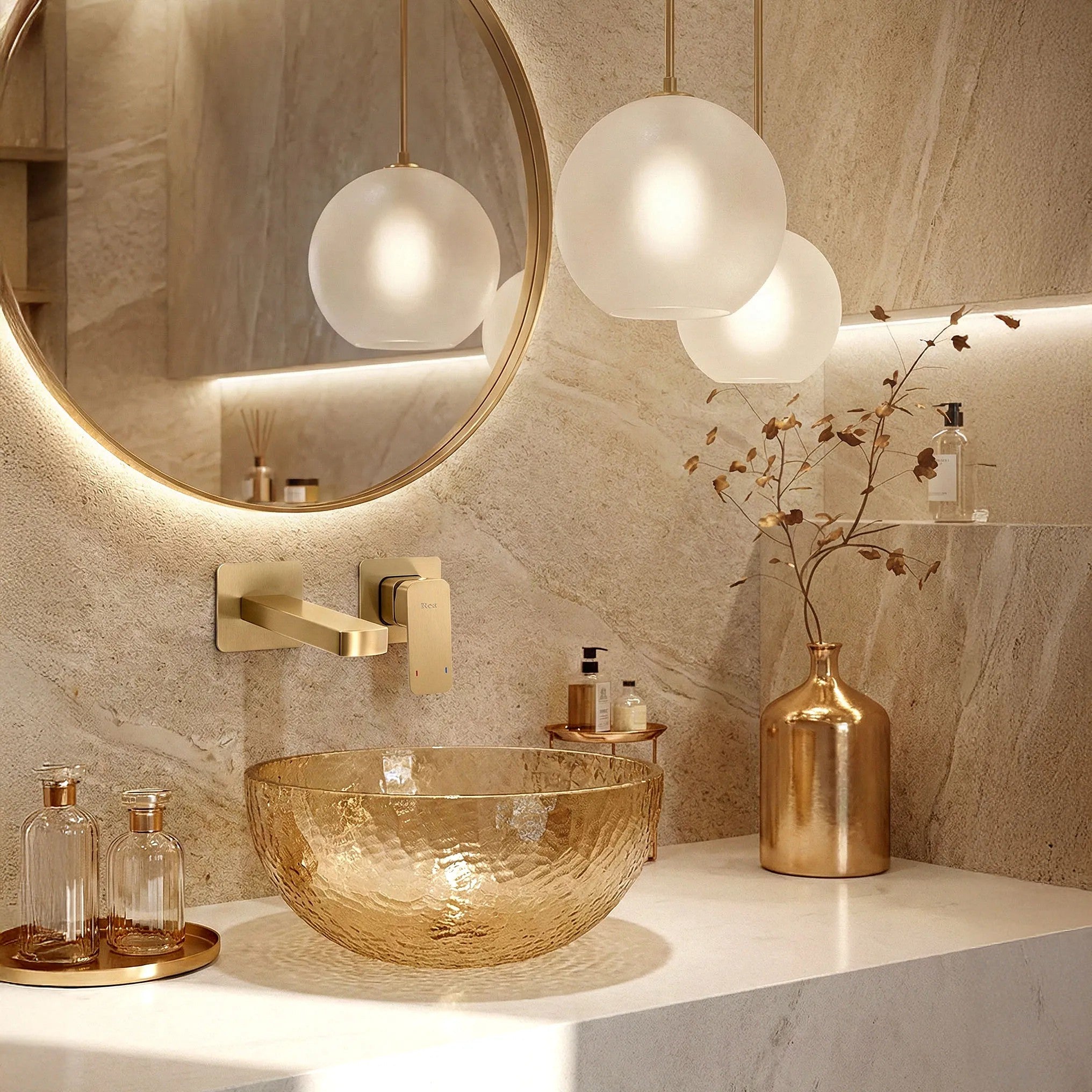 Podomietková vaňová batéria REA Arlo Brush Gold  8