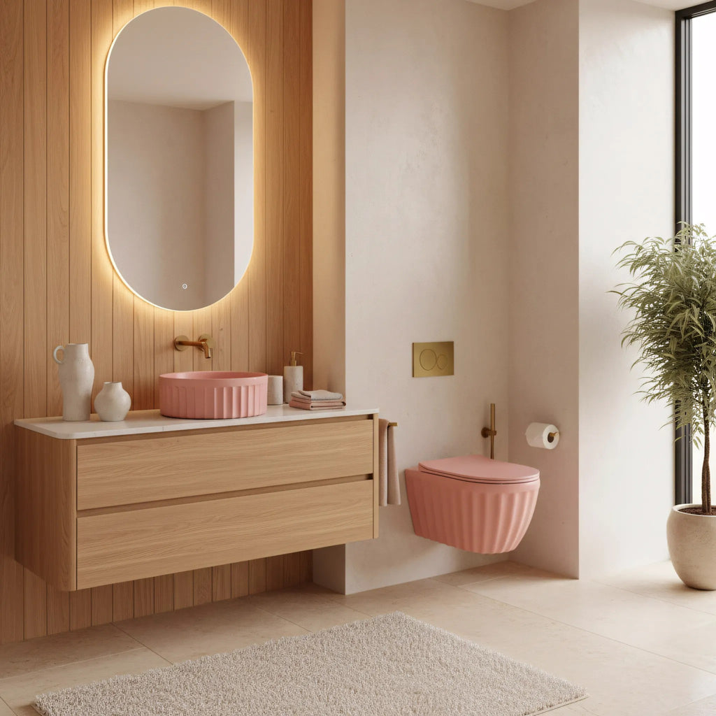 Súprava: Závesná WC misa + Umývadlo na dosku Rea Duo Sweet Pink Matt  8
