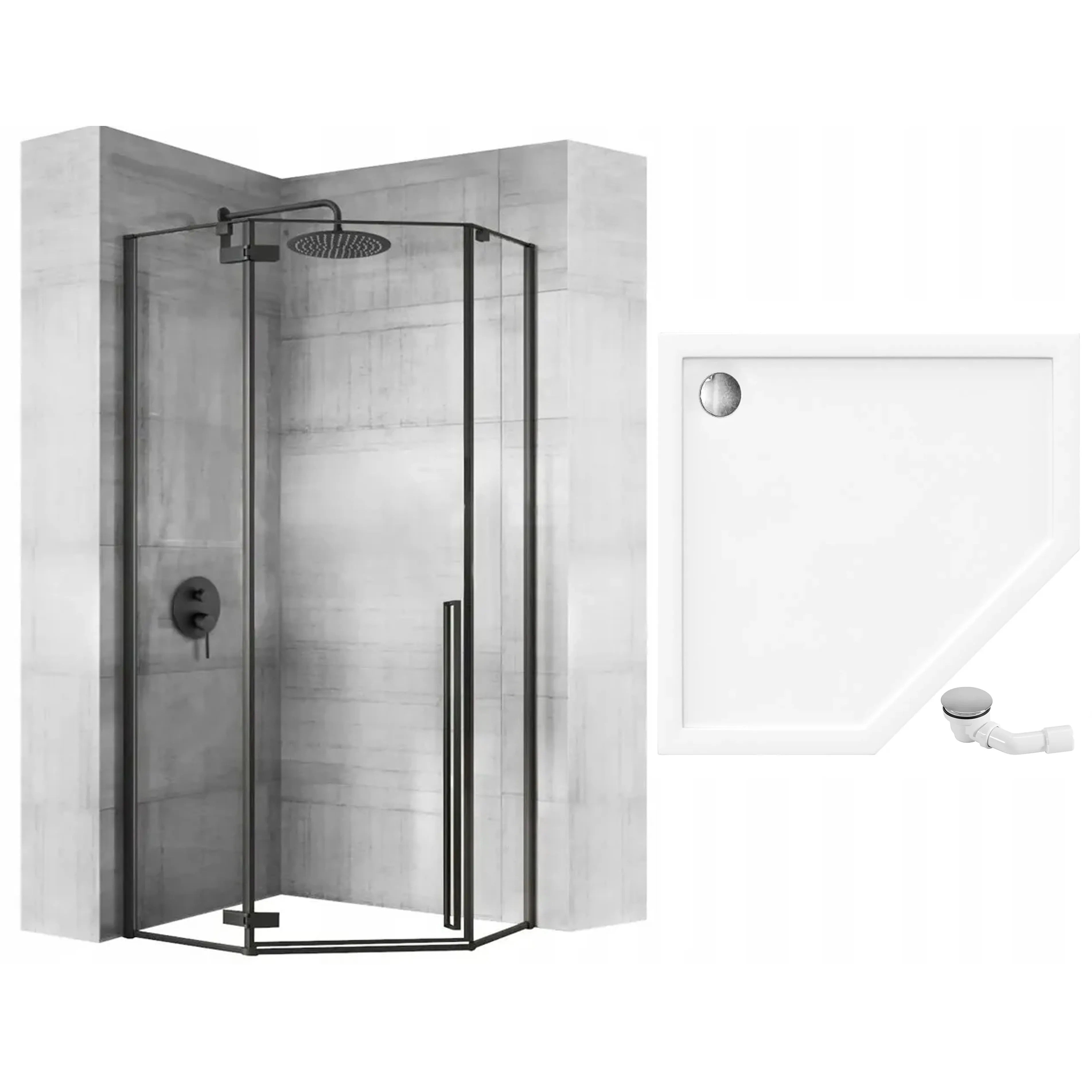 Sprchovací kút REA DIAMOND 90x90 - matná čierna S detským bazénom Diamond 8