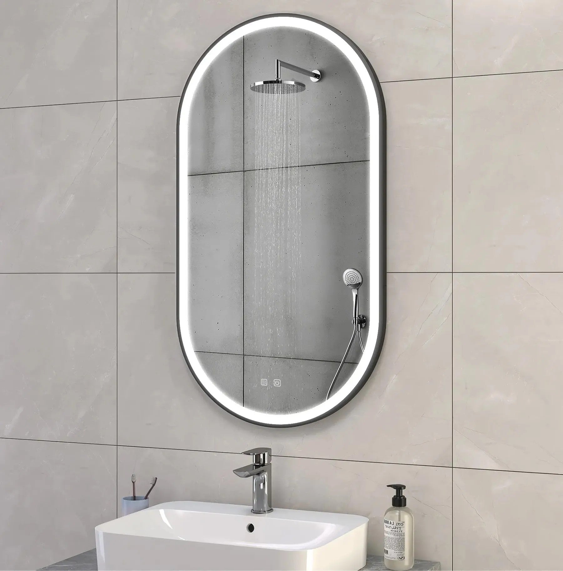 Zrkadlo LED OVL 50x100cm Black  8