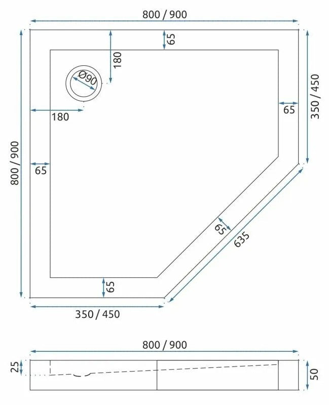 Sprchovací kút REA DIAMOND 90x90 COPPER BRUSH S detským bazénom Diamond black 8