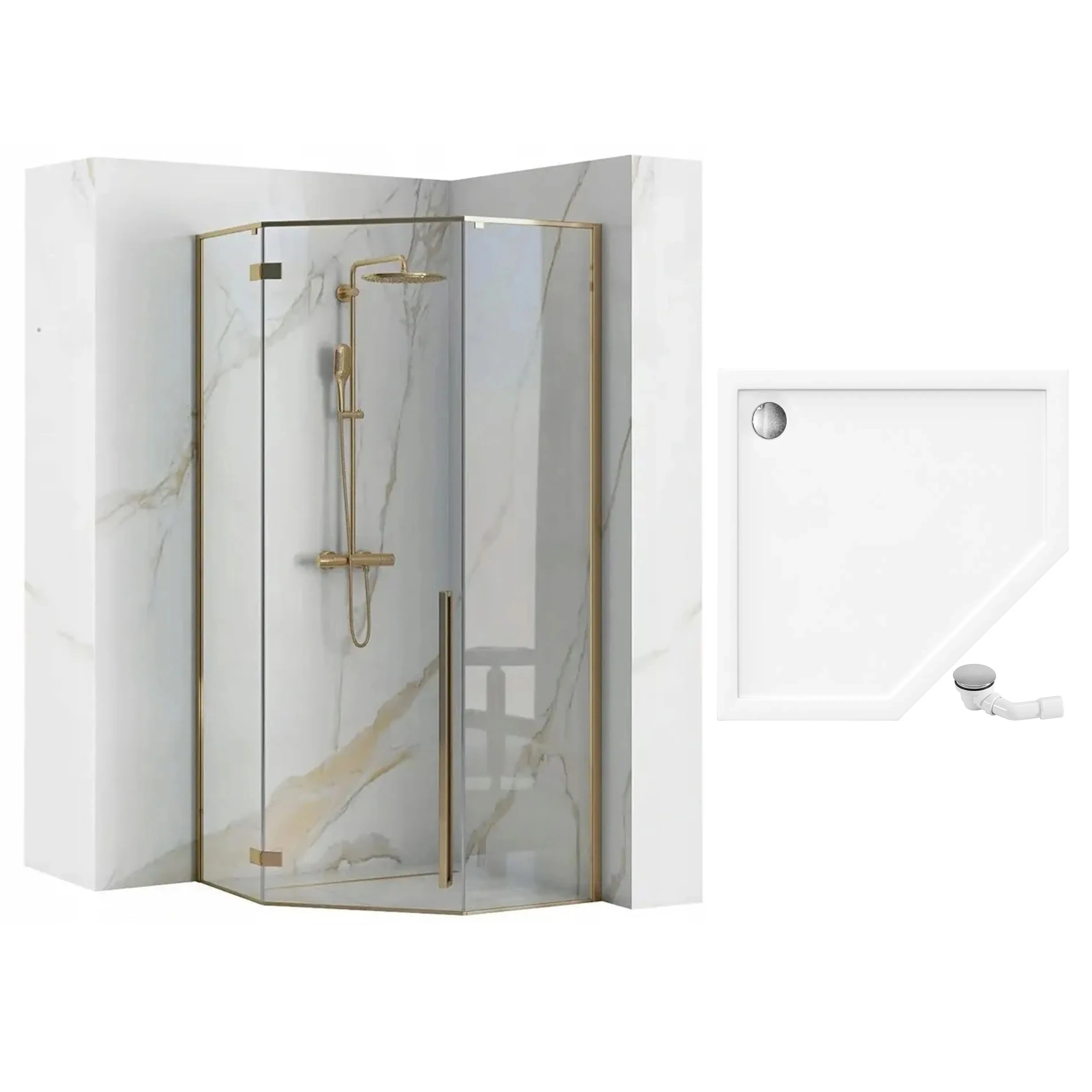 Sprchovací kút REA DIAMOND 90x90 - zlatá Bez sprchovej vaničky 8