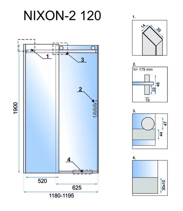 Sprchové dvere Rea Nixon-2 120 Ľavá 8