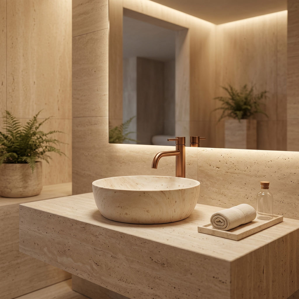 Umývadlo na dosku Amelia Travertine Classic 48  8