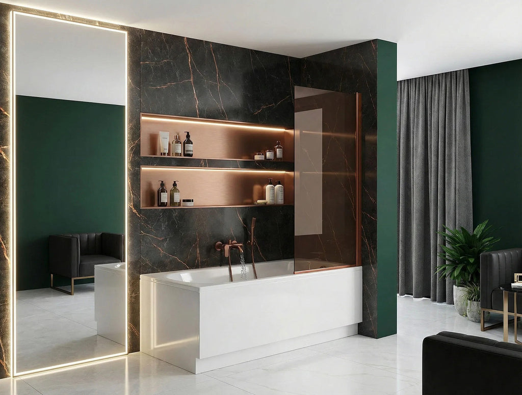 Paravan vaňový Rea Elegant Brush Copper 80  9