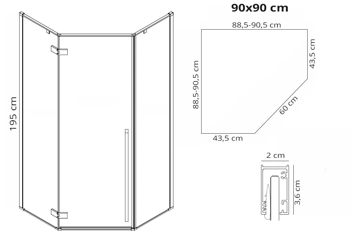 Sprchovací kút REA DIAMOND 90x90 BRUSH GOLD Bez sprchovej vaničky 9