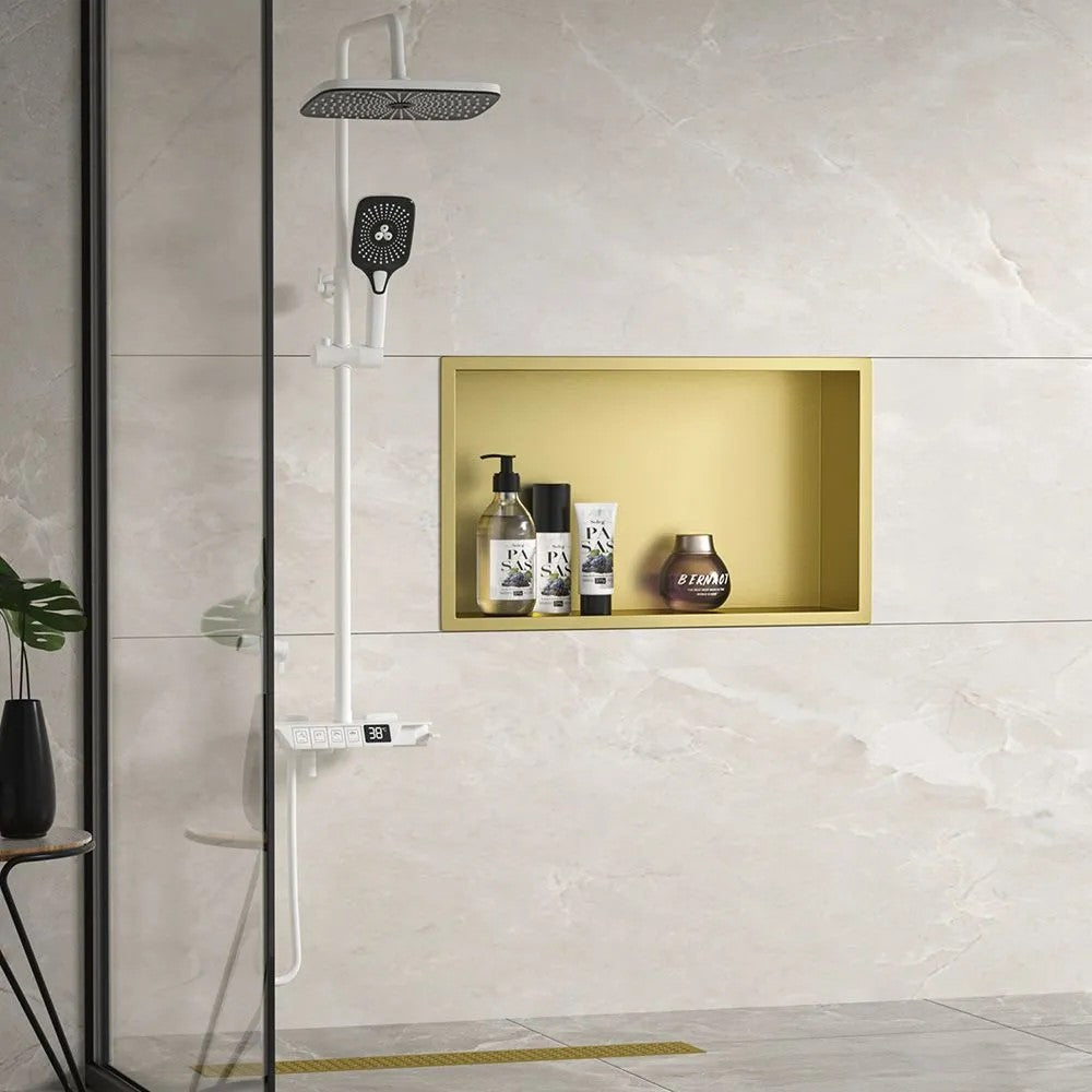 bathroom shelf 30x45 gold brush  9