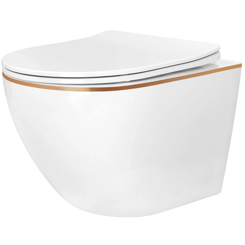 Sada: WC misa CARLO Mini + bidet CARLO Mini biely so zlatým okrajom  9