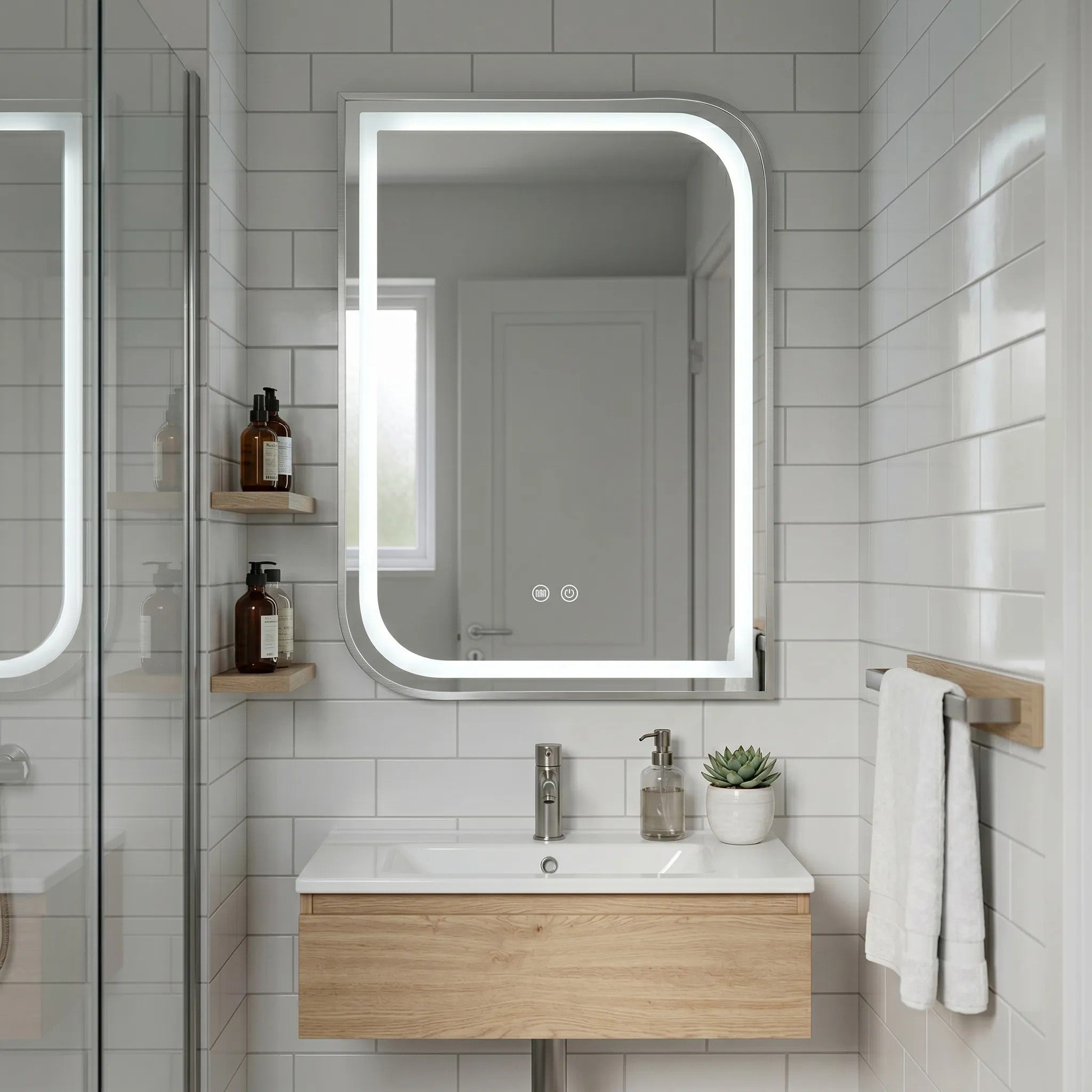 Zrkadlo LED ZONE 80x60 BRUSH NICKEL  9