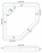 Sprchovací kút AXIN 90x90 - chróm S detským bazénom Diamond black 9